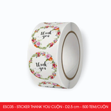  ESC05 - Cuộn Sticker Thank You tròn - Một thiết kế - 2.5cm - [500 tem/cuộn] 
