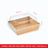  EFHP6N - Hộp giấy kraft thực phẩm - Nắp PET - Nâu - 14.5x13x6 cm 