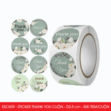  ESCK09 - Cuộn Sticker Thank You tròn - Nhiều thiết kế - 2.5cm - [500 tem/cuộn] 