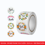  ESCK04 - Cuộn Sticker Thank You tròn - Nhiều thiết kế - 2.5cm - [500 tem/cuộn] 