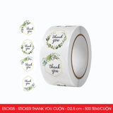  ESCK05 - Cuộn Sticker Thank You tròn - Nhiều thiết kế - 2.5cm - [500 tem/cuộn] 