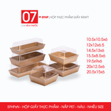  EFHPxN - Hộp giấy kraft thực phẩm - Nắp PET - Nâu - Nhiều size 
