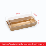  EFHP3N - Combo 25 hộp giấy kraft thực phẩm - Nắp PET - Nâu - 20x12.5x6 cm 