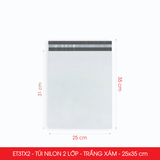  ET3TX2 - 25x35 cm - Combo 100 túi nilon niêm phong đóng hàng - 2 lớp - Trắng xám 