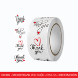  ESCK07 - Cuộn Sticker Thank You tròn - Nhiều thiết kế - 2.5cm - [500 tem/cuộn] 