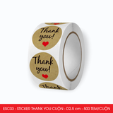  ESC03 - Cuộn Sticker Thank You tròn - Một thiết kế - 2.5cm - [500 tem/cuộn] 
