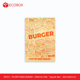  EFT21C - Túi giấy đựng burger - Vàng - In cam - "Nguyên liệu" - 20x13.5x5.5 cm 