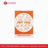  EFT21G - Túi giấy đựng fastfood - Trắng - In cam - "Eat and Smile" - 20x13.5x5.5 cm 