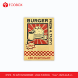  EFT21B - Túi giấy đựng burger - Vàng - In đỏ & đen - "Caro" - 20x13.5x5.5 cm 