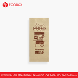  EFT1N1NN - Combo 100 túi bánh mì nâu in nâu đỏ - "Xe bánh mì" - 24x9.5x4.5 cm 