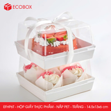  EFHP6T - Hộp giấy kraft thực phẩm - Nắp PET - Trắng - 14.5x13x6 cm 