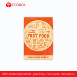  EFT21I - Túi giấy đựng fastfood - Vàng - In cam - "Eat and Smile" - 20x13.5x5.5 cm 