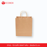  ETG3 - 30x20x10 cm - Combo 25 Túi Giấy Kraft Màu Nâu 