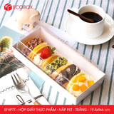  EFHP7T - Hộp giấy kraft thực phẩm - Nắp PET - Trắng - 19.5x9x6 cm 