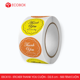  ESCK10 - Cuộn Sticker Thank You tròn - Nhiều thiết kế - 2.5cm - [500 tem/cuộn] 