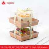  EFHP1N - Combo 25 hộp giấy kraft thực phẩm - Nắp PET - Nâu - 10.5x10.5x6 cm 