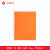  ET1C2 - 17x30 cm - Combo 100 túi nilon niêm phong đóng hàng - 2 lớp - Cam 
