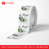  ESC04 - Cuộn Sticker Thank You tròn - Một thiết kế - 2.5cm - [500 tem/cuộn] 