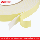  EBK7A - Băng keo 2 mặt xốp vàng - Khổ 2,4cm x 5m 