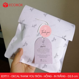  EDTT11 - Combo 50 decal Thank You tròn - Hồng - In trắng đen - 2.5cm [50 cái/pack] 