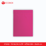  ET3HS2 - 25x35 cm - Combo 100 túi nilon niêm phong đóng hàng - 2 lớp - Hồng cánh sen 