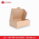  E51 - 20x18x8 cm - Combo 25 Hộp Carton Trơn Nắp Gài 