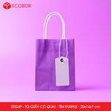  ETG6P - 20x14x7 cm - Túi giấy có quai màu tím purple 