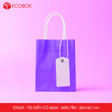  ETG6TI - 20x14x7 cm - Túi giấy có quai màu tím 