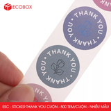  ESCxx - Cuộn Sticker Thank You tròn - Nhiều thiết kế - 2.5cm - [500 tem/cuộn] 