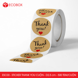  ESC03 - Cuộn Sticker Thank You tròn - Một thiết kế - 2.5cm - [500 tem/cuộn] 