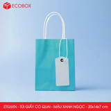  ETG6XN - 20x14x7 cm - Combo 25 túi giấy có quai màu xanh ngọc 