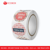 ESCK03 - Cuộn Sticker Thank You tròn - Nhiều thiết kế - 2.5cm - [500 tem/cuộn] 