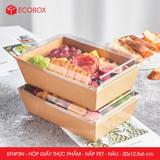  EFHP3N - Combo 25 hộp giấy kraft thực phẩm - Nắp PET - Nâu - 20x12.5x6 cm 
