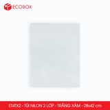  ET4TX2 - 28x42 cm - Combo 100 túi nilon niêm phong đóng hàng - 2 lớp - Trắng xám 
