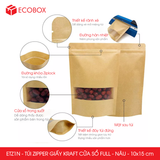  ETZ1N - 10x15cm - Combo 25 túi Zipper giấy Kraft cửa sổ full - Nâu 