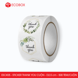  ESCK05 - Cuộn Sticker Thank You tròn - Nhiều thiết kế - 2.5cm - [500 tem/cuộn] 