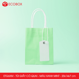  ETG6XM - 20x14x7 cm -Túi giấy có quai màu xanh mint 