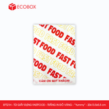  EFT21H - Túi giấy đựng fastfood - Trắng - In đỏ & vàng - "Yummy" - 20x13.5x5.5 cm 