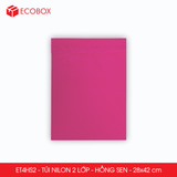  ET4HS2 - 28x42 cm - Combo 100 túi nilon niêm phong đóng hàng - 2 lớp - Hồng cánh sen 