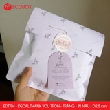  EDTT04 - Combo 50 decal Thank You tròn - Trắng - In nâu - 2.5cm [50 cái/pack] 