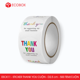  ESCK11 - Cuộn Sticker Thank You tròn - Nhiều thiết kế - 2.5cm - [500 tem/cuộn] 