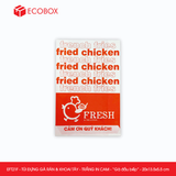  EFT21F - Túi giấy đựng gà rán & khoai tây chiên - Trắng - In cam - "Gà đầu bếp" - 20x13.5x5.5 cm 