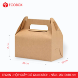  EFQxN - Hộp giấy Kraft quai xách - Nâu - Nhiều size 