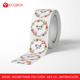  ESCxx - Cuộn Sticker Thank You tròn - Nhiều thiết kế - 2.5cm - [500 tem/cuộn] 