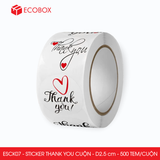  ESCK07 - Cuộn Sticker Thank You tròn - Nhiều thiết kế - 2.5cm - [500 tem/cuộn] 