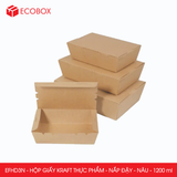  EFHD3N - Combo 25 hộp giấy kraft thực phẩm - Nắp đậy - Nâu - 1200 ml 