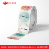  ESCxx - Cuộn Sticker Thank You tròn - Nhiều thiết kế - 2.5cm - [500 tem/cuộn] 