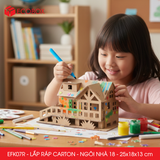 EFK07R - Nhà giấy lắp ráp bằng carton - Mẫu 18 - 25x18x13 cm 