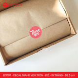  EDTT07 - Combo 50 decal Thank You tròn - Đỏ - In trắng - 2.5cm [50 cái/pack] 