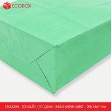  ETG6XM - 20x14x7 cm -Túi giấy có quai màu xanh mint 
